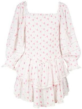 LoveShackFancy Raelynn Dress Mini pink and white pattern